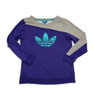 Vintage Adidas Purple and Gray Long Sleeve crewneck  Shirt Size Large
